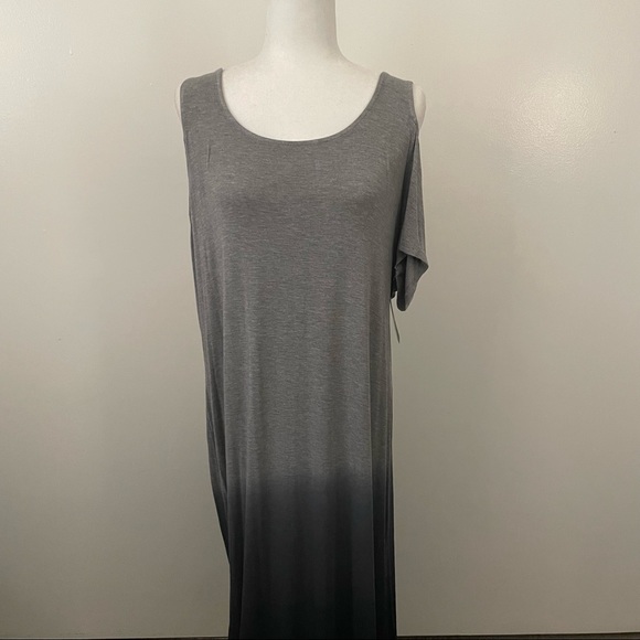 Super Soft Grey Ombre Cold Shoulder Maxi Dress - Picture 4 of 5
